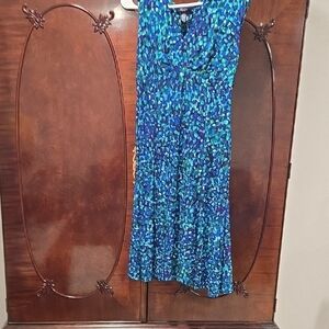 Chaps Vibrant Blue and Green Maxi Dress